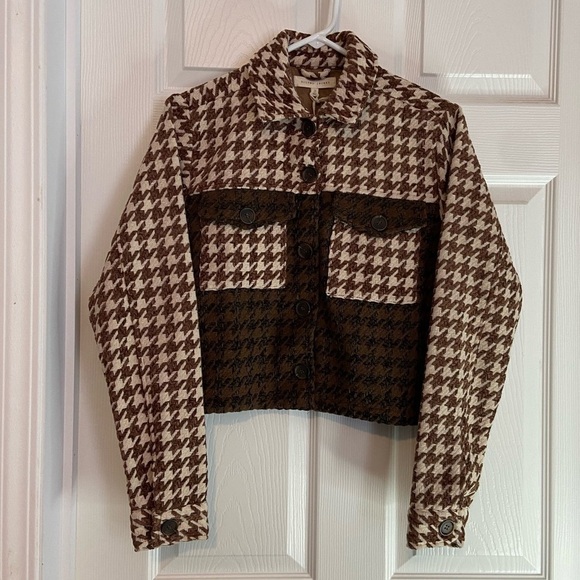New Gilded Intent Houndstooth Cropped Jacket Sold At Buckle BKE Size Small - Picture 1 of 9